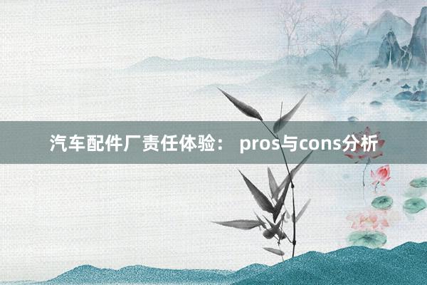 汽车配件厂责任体验： pros与cons分析